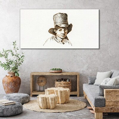 Tableau imprimé sur toile Portrait au chapeau