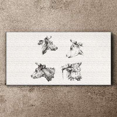 Tableau sur toile Portrait noir et blanc de bétail