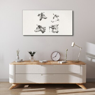 Tableau sur toile Portrait noir et blanc de bétail