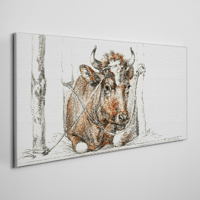 Tableau imprimé sur toile Une vache calme dans un cadre rural