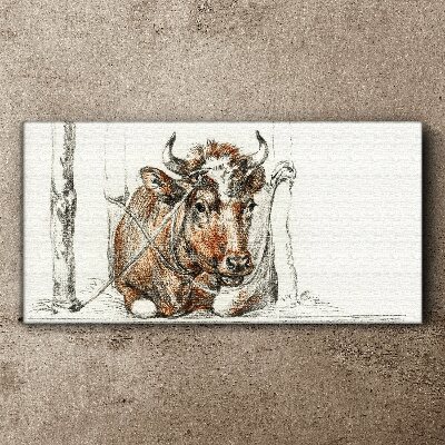 Tableau imprimé sur toile Une vache calme dans un cadre rural