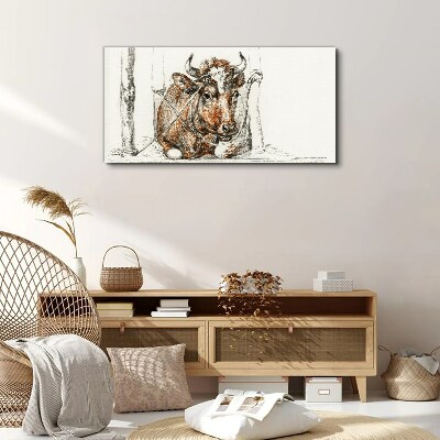 Tableau imprimé sur toile Une vache calme dans un cadre rural
