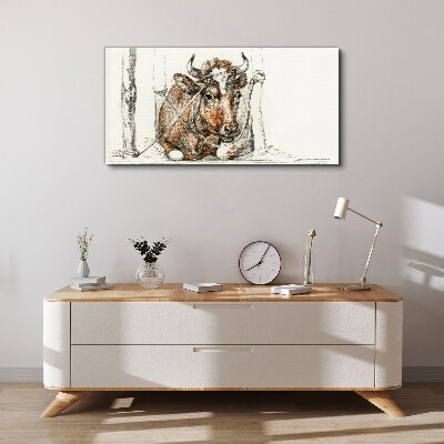 Tableau imprimé sur toile Une vache calme dans un cadre rural