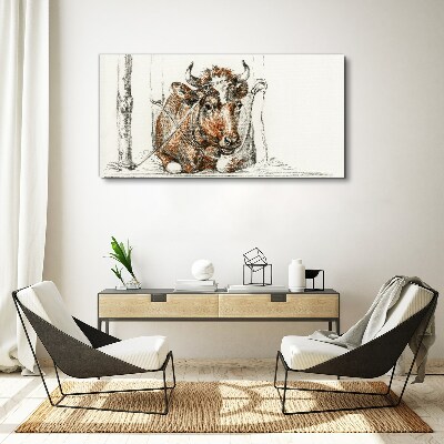 Tableau imprimé sur toile Une vache calme dans un cadre rural