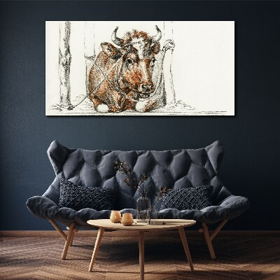 Tableau imprimé sur toile Une vache calme dans un cadre rural