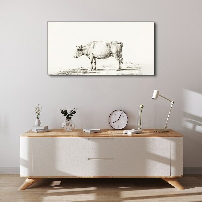 Tableau toile imprimée Une vache calme sur fond de nature