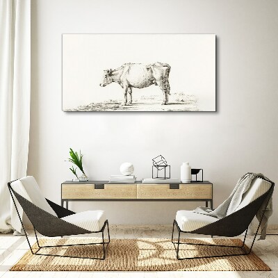 Tableau toile imprimée Une vache calme sur fond de nature