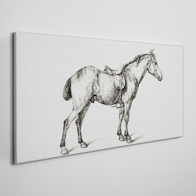 Tableau imprimé sur toile Dessin d'un cheval en selle