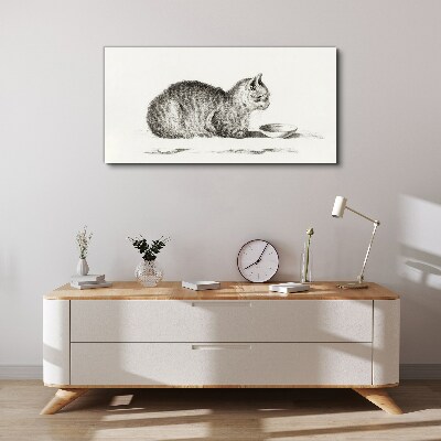 Tableau sur toile Chat idyllique au bol