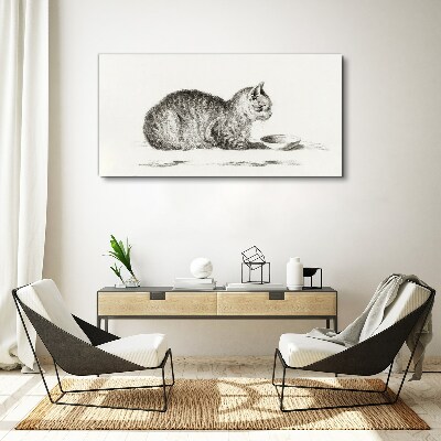 Tableau sur toile Chat idyllique au bol