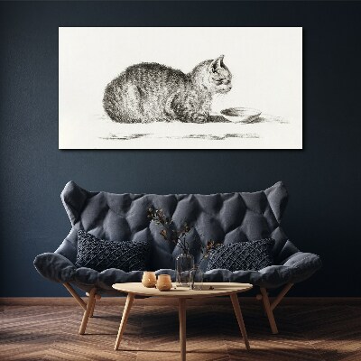 Tableau sur toile Chat idyllique au bol