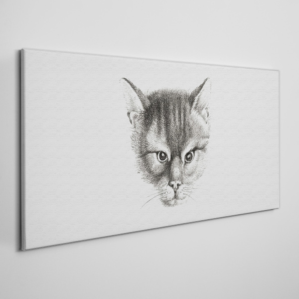 Tableau toile imprimée Portrait d'un chat en nuances de gris