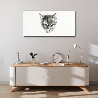 Tableau toile imprimée Portrait d'un chat en nuances de gris