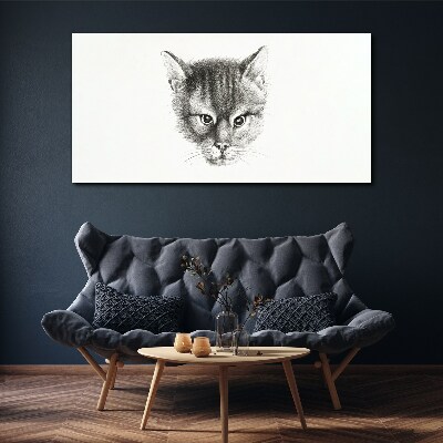 Tableau toile imprimée Portrait d'un chat en nuances de gris