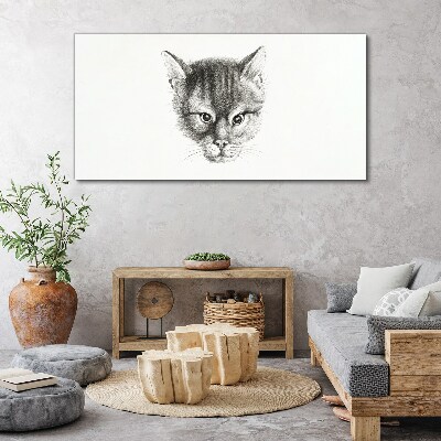 Tableau toile imprimée Portrait d'un chat en nuances de gris