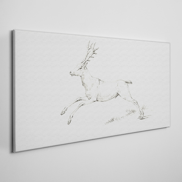 Tableau sur toile Cerf sauteur sur fond blanc