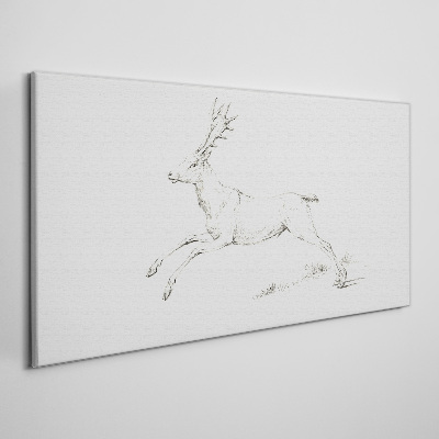 Tableau sur toile Cerf sauteur sur fond blanc