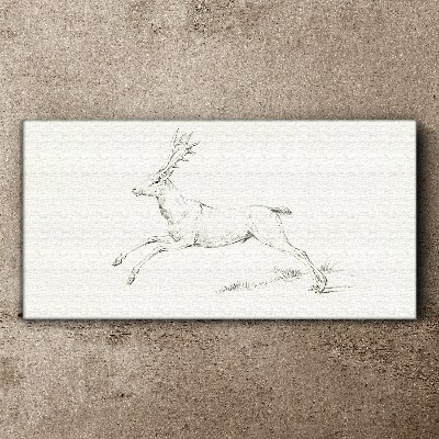 Tableau sur toile Cerf sauteur sur fond blanc