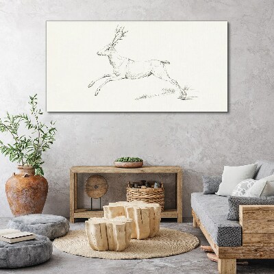 Tableau sur toile Cerf sauteur sur fond blanc