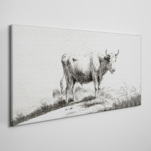 Tableau imprimé sur toile Vache noire dans le pâturage