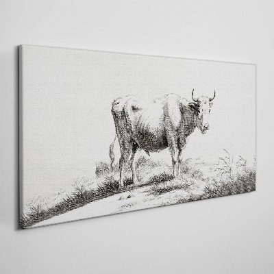 Tableau imprimé sur toile Vache noire dans le pâturage