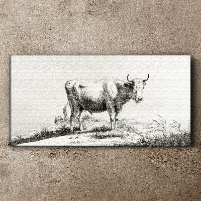 Tableau imprimé sur toile Vache noire dans le pâturage
