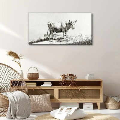 Tableau imprimé sur toile Vache noire dans le pâturage