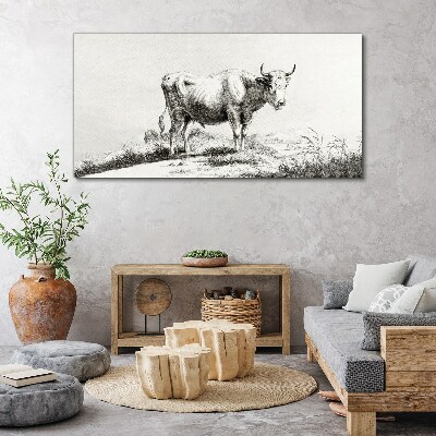 Tableau imprimé sur toile Vache noire dans le pâturage