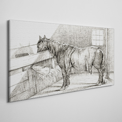 Tableau sur toile Un cheval calme dans l'écurie