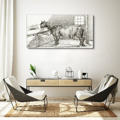 Tableau sur toile Un cheval calme dans l'écurie