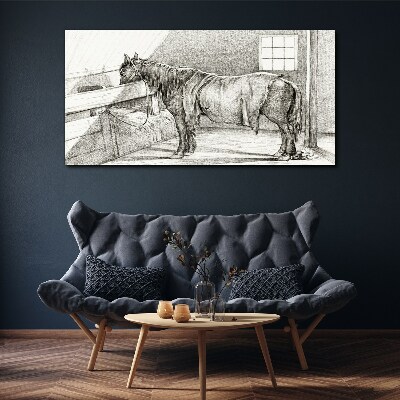 Tableau sur toile Un cheval calme dans l'écurie
