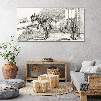 Tableau sur toile Un cheval calme dans l'écurie