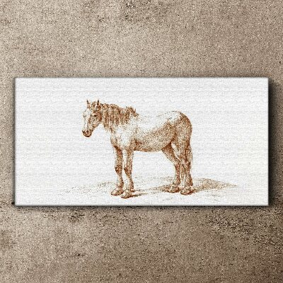 Tableau toile imprimée Dessin d'un cheval dans les tons de brun