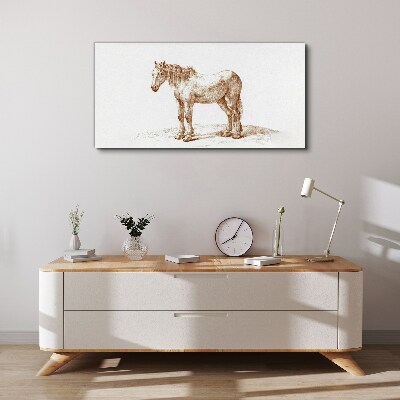 Tableau toile imprimée Dessin d'un cheval dans les tons de brun