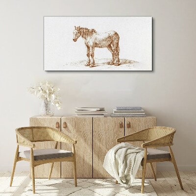 Tableau toile imprimée Dessin d'un cheval dans les tons de brun
