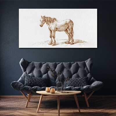 Tableau toile imprimée Dessin d'un cheval dans les tons de brun