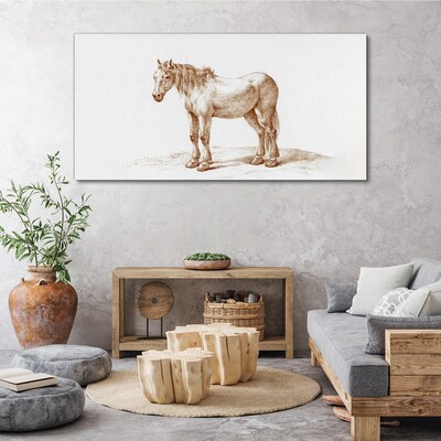 Tableau toile imprimée Dessin d'un cheval dans les tons de brun