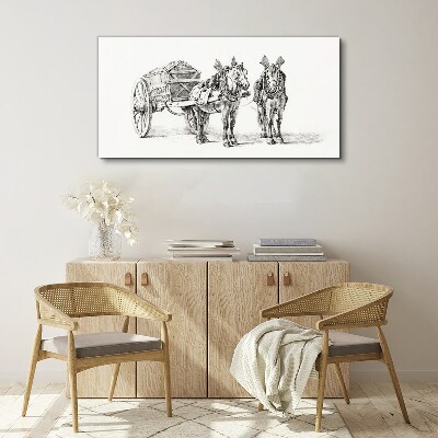 Tableau sur toile « Deux chevaux et une charrette »