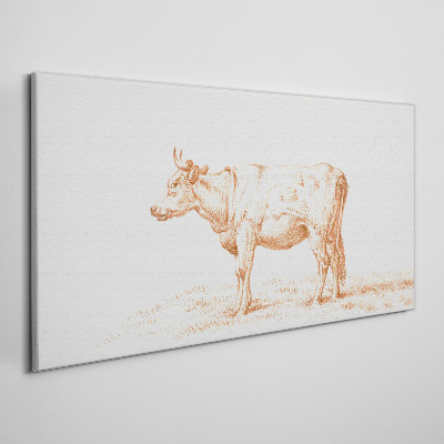 Tableau toile imprimée Une vache sur l'herbe
