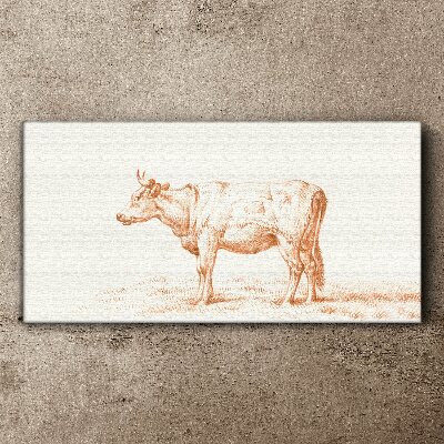 Tableau toile imprimée Une vache sur l'herbe