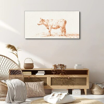 Tableau toile imprimée Une vache sur l'herbe