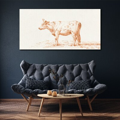 Tableau toile imprimée Une vache sur l'herbe