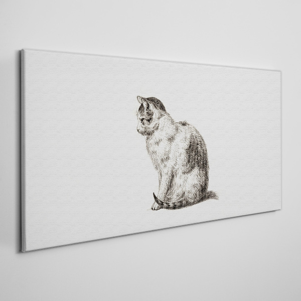 Tableau imprimé sur toile Chat assis dans un style monochrome