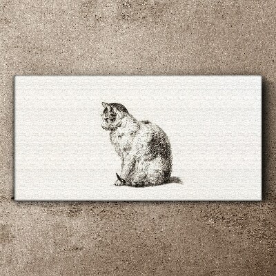 Tableau imprimé sur toile Chat assis dans un style monochrome