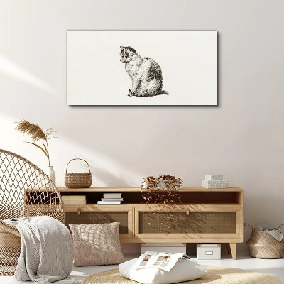 Tableau imprimé sur toile Chat assis dans un style monochrome