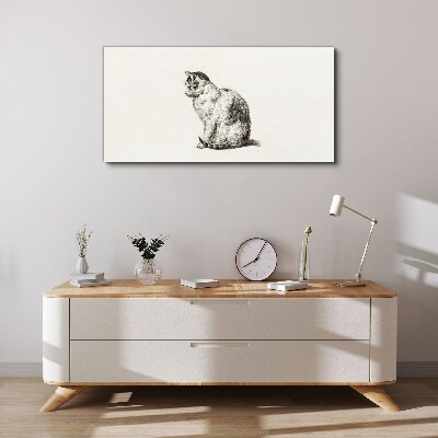 Tableau imprimé sur toile Chat assis dans un style monochrome