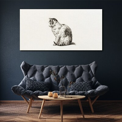 Tableau imprimé sur toile Chat assis dans un style monochrome