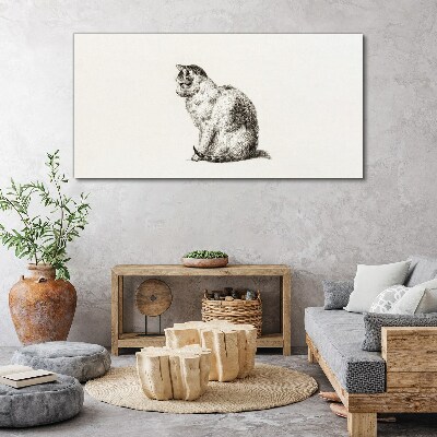 Tableau imprimé sur toile Chat assis dans un style monochrome
