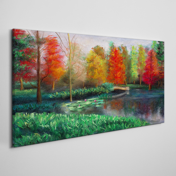 Tableau sur toile Paysage d'automne au bord du lac