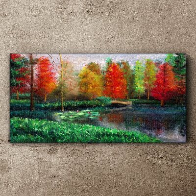 Tableau sur toile Paysage d'automne au bord du lac